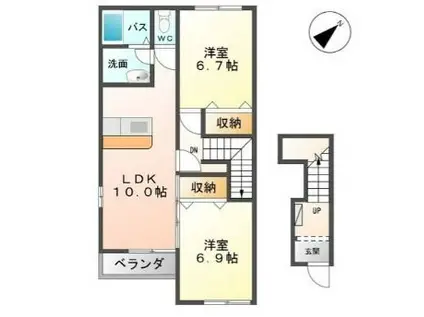 グランディールIII(2LDK/2階)の間取り写真