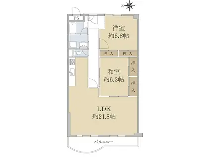 芦屋パインリッチ(2LDK/3階)の間取り写真