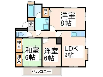 ケインズハウスII(3LDK/2階)の間取り写真