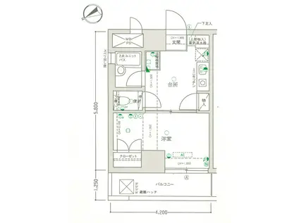レクセル長岡(1K/3階)の間取り写真