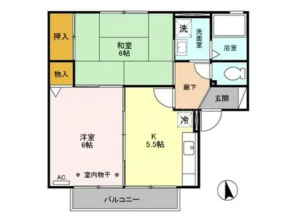 セレッソくらがの(2K/2階)の間取り写真