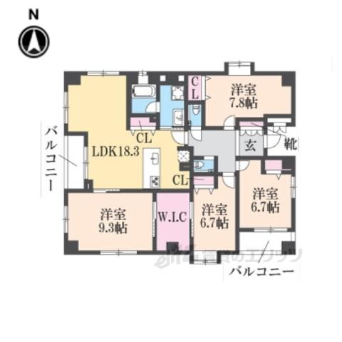 プリオーレ京都三条高倉(4LDK/3階)の間取り写真