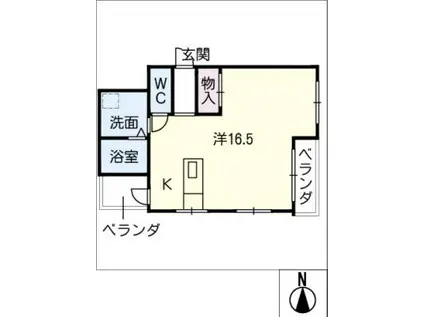 センハウス A(ワンルーム/4階)の間取り写真