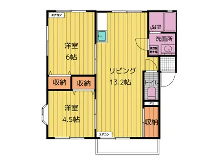 アーバンルネッサンスA棟(2LDK/1階)の間取り写真