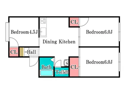 ルピナス下伊福(3DK/1階)の間取り写真