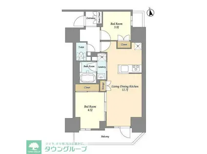 グランカーサ船堀II(2LDK/10階)の間取り写真