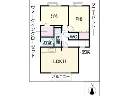 ミルヒ金城(2LDK/2階)の間取り写真