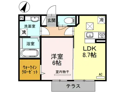 ソフィアこまち(1LDK/1階)の間取り写真