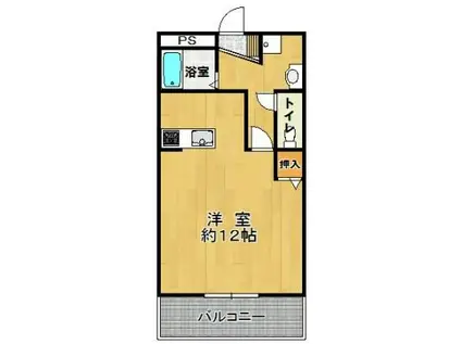 パセオ平成壱番館(ワンルーム/2階)の間取り写真