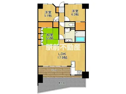 サーパス南城内(3LDK/1階)の間取り写真