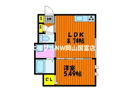 星と青空のクーレKULLE(1LDK/2階)の間取り写真