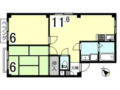 ハイツオーガスタ(2LDK/2階)の間取り写真