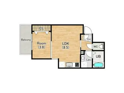 ジーメゾン知立エルペシア(1LDK/3階)の間取り写真