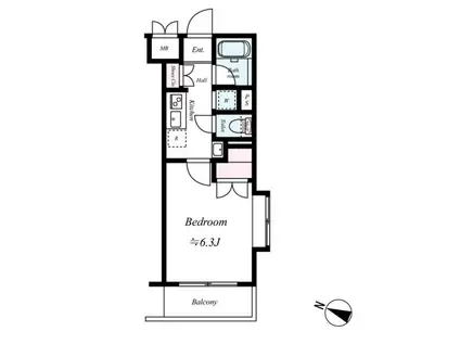 エクセリア二子多摩川II(1K/3階)の間取り写真