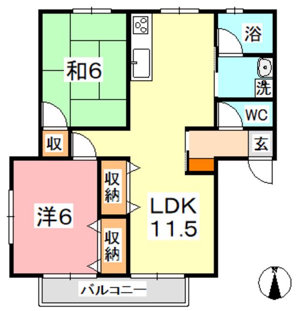 トレンディーIII(2LDK/2階)の間取り写真
