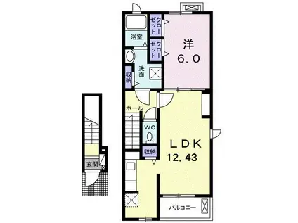 フォーラムB(1LDK/2階)の間取り写真