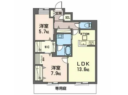 オカバ姫路青山シャーメゾン(2LDK/3階)の間取り写真