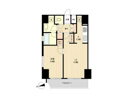 ラクラス新御徒町(1LDK/9階)の間取り写真