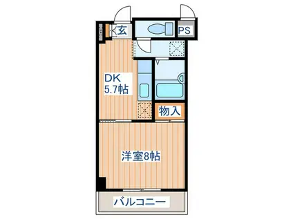 YSKコーポ卸町(1DK/3階)の間取り写真