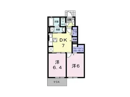 パインフォレスト モーニング(2DK/1階)の間取り写真