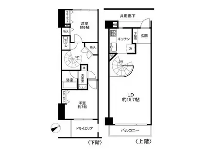 リュクス湘南鎌倉オーシャンビュー(2DK/1階)の間取り写真