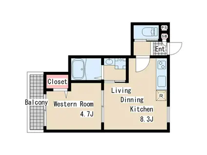 ALEGRIA長田蓮宮通(1LDK/3階)の間取り写真