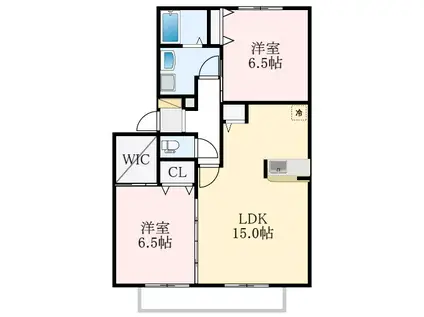 シャーメゾン光明池D棟(2LDK/1階)の間取り写真