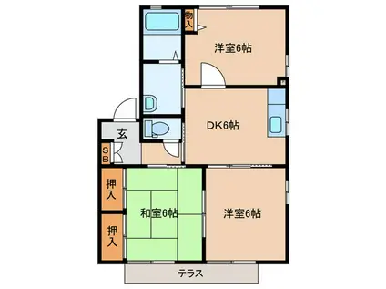 リバプ-ル I棟(3DK/1階)の間取り写真