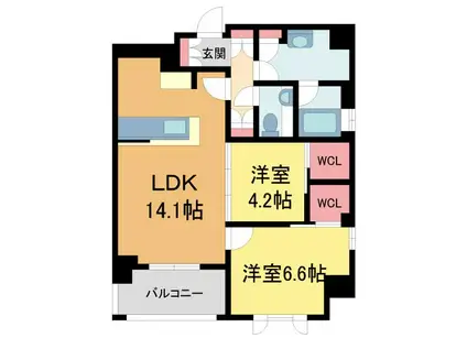 シャーメゾンステージ香櫨園(2LDK/1階)の間取り写真