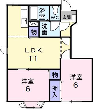 メイプルハウス I(2LDK/1階)の間取り写真