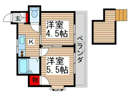 リーフコートA棟(2K/2階)の間取り写真
