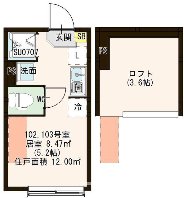 ハーモニーテラス大山金井町II(ワンルーム/1階)の間取り写真
