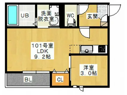 GRANDTIC GACHAALUA(1LDK/1階)の間取り写真
