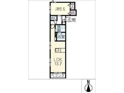 メゾン弥生(1LDK/2階)の間取り写真