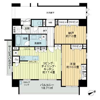 プレサンスロジェ上幟町(1SLDK/11階)の間取り写真