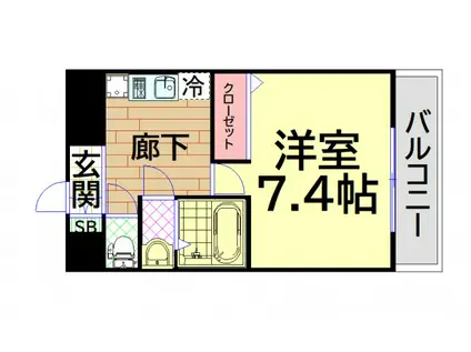 エスティライフ天王寺東(1K/5階)の間取り写真