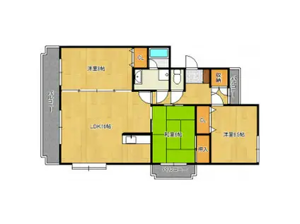 カーサあんとく(3LDK/3階)の間取り写真