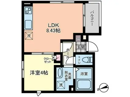 コンフィデンス東大宮D(1LDK/3階)の間取り写真
