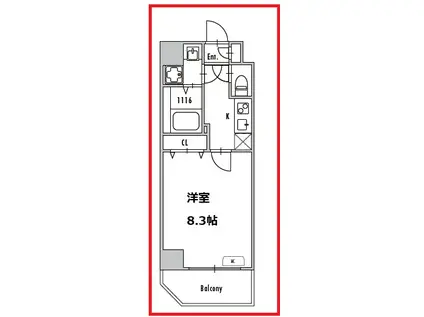 グランパセオ谷在家(1K/1階)の間取り写真