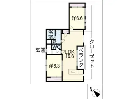 サリアージュ(2LDK/2階)の間取り写真