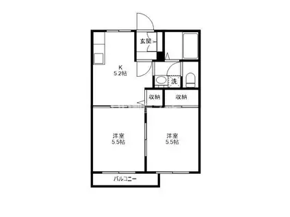 サニーハイツA(2K/1階)の間取り写真