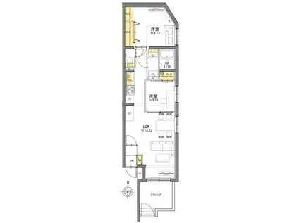 杉並区和田1丁目プロジェクト(2LDK/B1階)の間取り写真