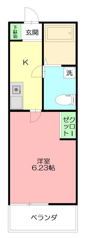 クロノス本厚木(1K/2階)の間取り写真