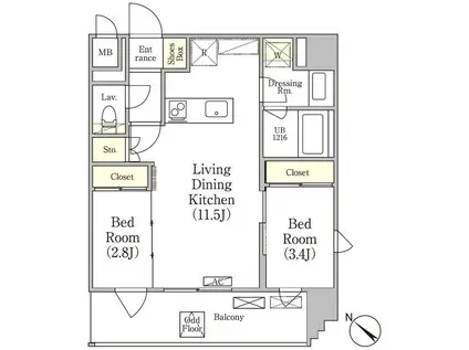 エル・セレーノ押上(2LDK/8階)の間取り写真