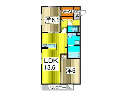 GRANDIR B(2LDK/1階)の間取り写真