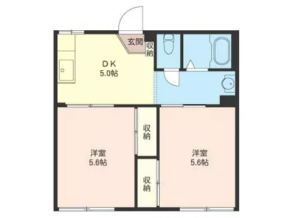 サンハイツ東川口A(2K/2階)の間取り写真