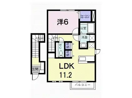 トゥー・ル・モンド山路B(1LDK/2階)の間取り写真