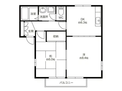 ディアス上杉(2DK/2階)の間取り写真