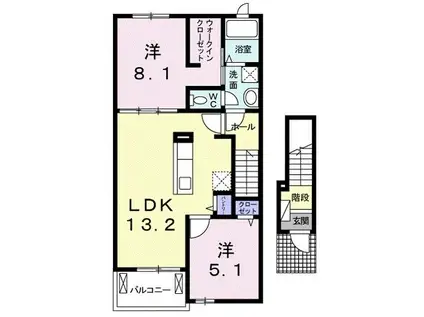 エトワールI(2LDK/2階)の間取り写真