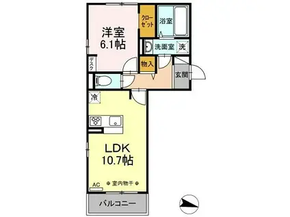 ウェルデンスDーSTAY A(1LDK/2階)の間取り写真
